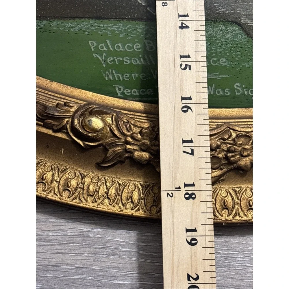 Antique Reverse Painted Bubble Glass Versailles France Gilded Oval Frame 24